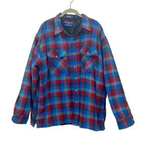 Vintage 90s Insulated Flannel Plaid Button-Up Jacket Buckingham Men's Size XL